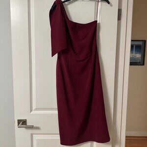 Dress the Population Dark Magenta Tiffany One Shoulder Midi Dress